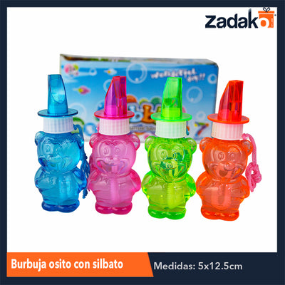 ZJ-0935 BURBUJA OSITO C/SILBATO, CON 24 PZS, O CAJA CON 12 PQTS