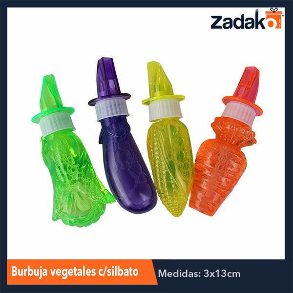 ZJ-0939 BURBUJA VEGETALES CON SILBATO CON 24 PIEZAS, O CAJA CON 12 PQTS