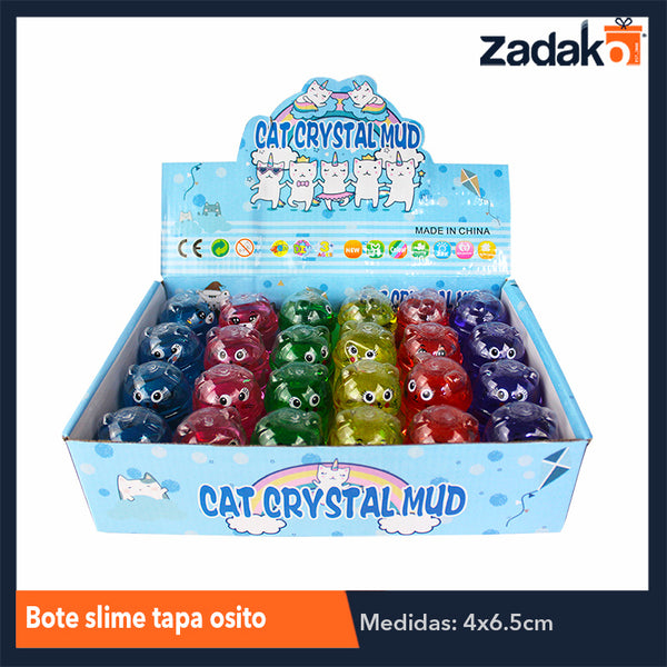 ZJ-1005 BOTE SLIME TAPA ANIMALITO CON 24 PIEZAS, O CAJA CON 20 PQTS