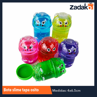 ZJ-1005 BOTE SLIME TAPA ANIMALITO, CON 24 PZS, O CAJA CON 20 PQTS