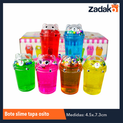 ZJ-1006 BOTE SLIME TAPA OSITO CON 24 PIEZAS, O CAJA CON 20 PQTS