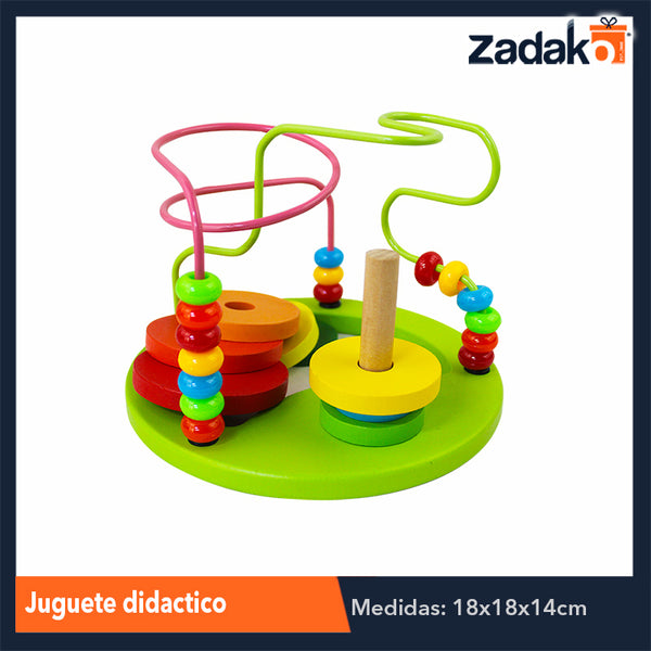 ZJ-0990 JUGUETE DE LABERINTO DIDACTICO DE TORRE DE MADERA DE 18.5x18.5x14.5 CM, CON 1 PZ O CAJA CON 45 PZS
