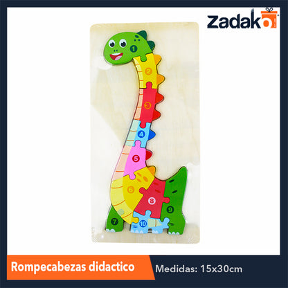ZJ-1000 ROMPECABEZAS DIDACTICO TRIDIMENSIONAL DE ANIMALES DE MADERA DE 30x15 CM, CON 1 PZ O CAJA CON 100 PZS
