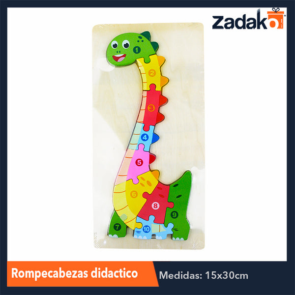 ZJ-1000 ROMPECABEZAS DIDACTICO TRIDIMENSIONAL DE ANIMALES DE MADERA DE 30x15 CM, CON 1 PZ O CAJA CON 100 PZS