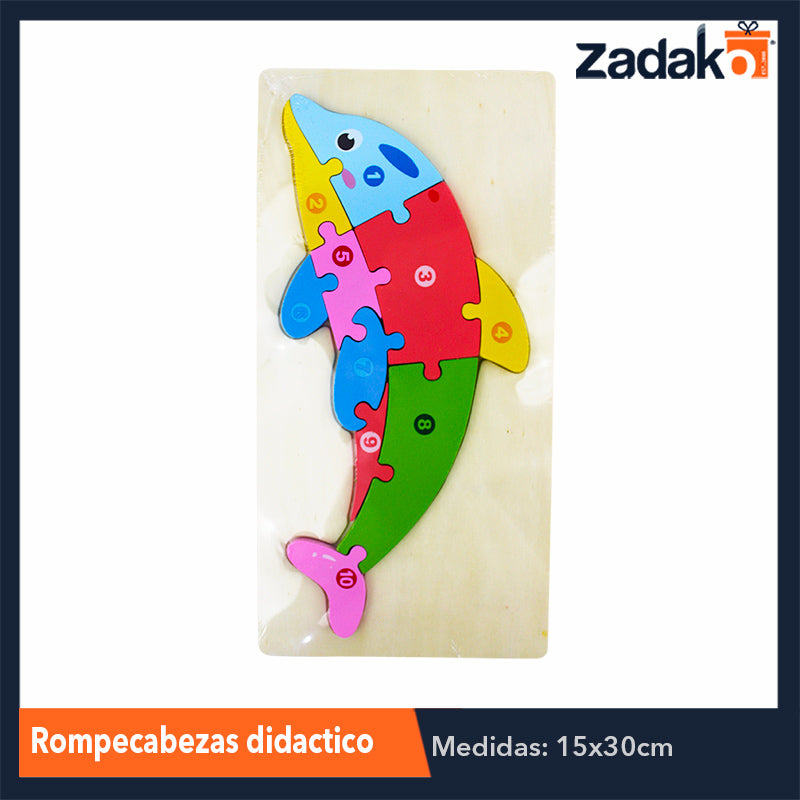 ZJ-1000 ROMPECABEZAS DIDACTICO TRIDIMENSIONAL DE ANIMALES DE MADERA DE 30X15CM, CON 1 PZ O CAJA CON 100 PZS