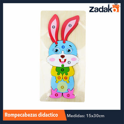 ZJ-1000 ROMPECABEZAS DIDACTICO TRIDIMENSIONAL DE ANIMALES DE MADERA DE 30x15 CM, CON 1 PZ O CAJA CON 100 PZS