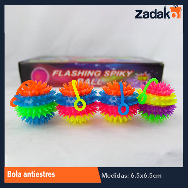 ZJ-1029 BOLA COLGATE CON PICOS CON LUZ 6.5 CM CON 24 PZS, O CAJA CON 15 PQTS