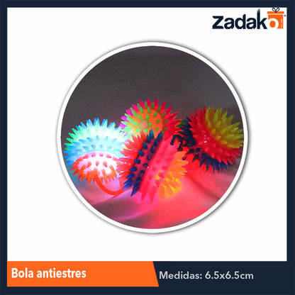 ZJ-1029 BOLA COLGATE CON PICOS CON LUZ 6.5 CM CON 24 PZS, O CAJA CON 15 PQTS