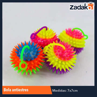 ZJ-1030 BOLA COLGANTE CON PICOS C/LUZ  7.5 CM, CON 12 PZS, O CAJA CON 24 PQTS