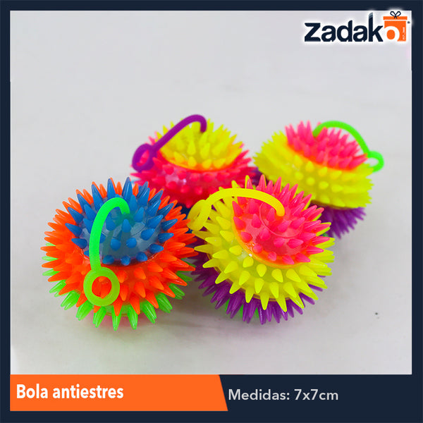 ZJ-1030 BOLA COLGANTE CON PICOS C/LUZ  7.5 CM, CON 12 PZS, O CAJA CON 24 PQTS