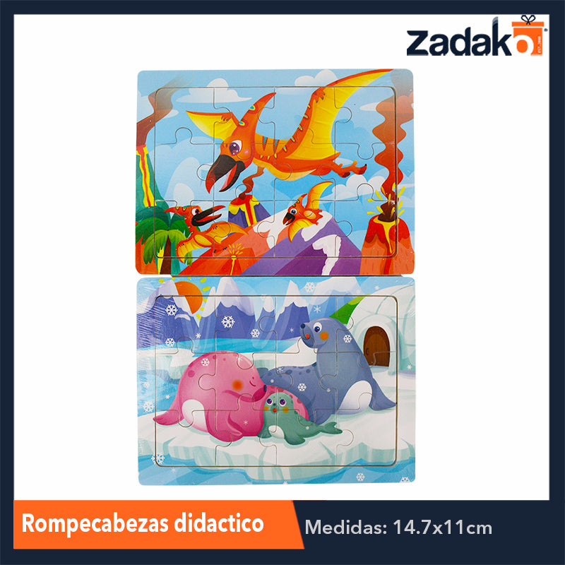 GPM-0380 / ZJ-1042 ROMPECABEZAS DIDACTICO INFANTIL DE MADERA DE 15X10CM, CON 1 PZ O CAJA CON 600 PZS