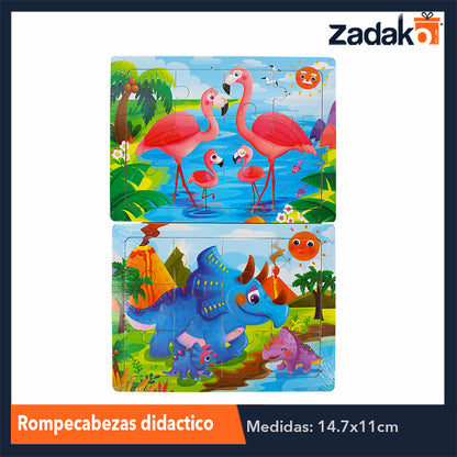 GPM-0380 ZJ-1042 ROMPECABEZAS DIDACTICO INFANTIL DE MADERA DE 15X10CM, CON 1 PZ O CAJA CON 600 PZS