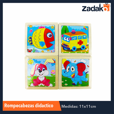 ZJ-1043 ROMPECABEZAS DIDACTICO INFANTIL DE MADERA DE 11X11CM, CON 1 PZ O CAJA CON 600 PZS