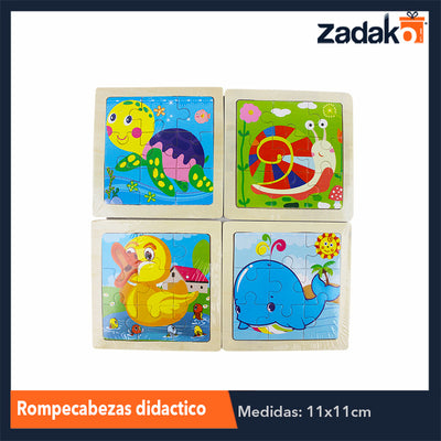 ZJ-1043 ROMPECABEZAS DIDACTICO INFANTIL DE MADERA DE 11X11CM, CON 1 PZ O CAJA CON 600 PZS