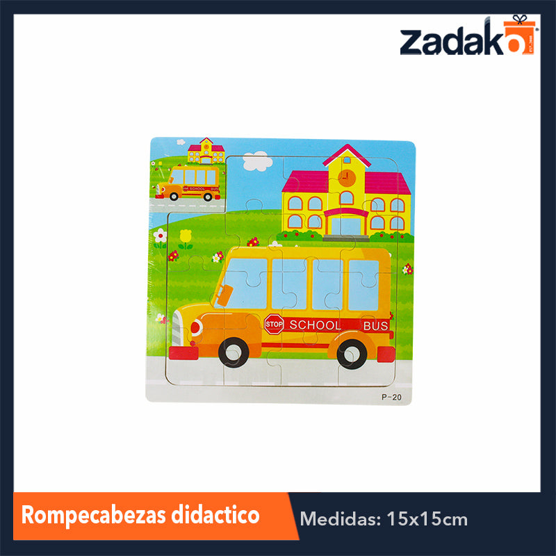 ZJ-1046 ROMPECABEZAS DIDACTICO DE MADERA DE 15X15CM, CON 1 PZ O CAJA CON 500 PZS