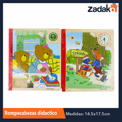 ZJ-1051 LIBRO DIDACTICO DE MADERA DE VARIOS DISEÑOS DE 14.5x17CM, CON 1 PZ O CAJA CON 100 PZS