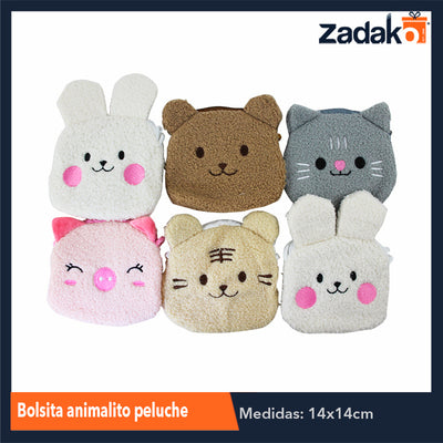 ZJ-1171 BOLSITA ANIMALITO PELUCHE, CON 12 PZS, O CAJA CON 20 PQTS