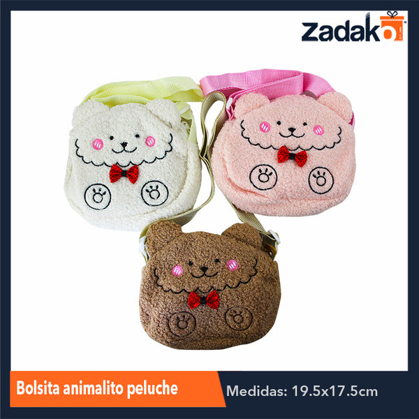 ZJ-1172 BOLSITA ANIMALITO PELUCHE CON 12 PIEZAS, O CAJA CON 10 PQTS