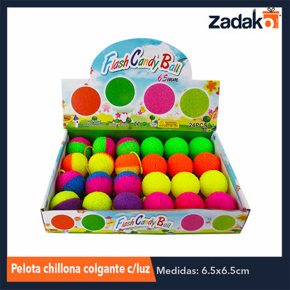 ZJ-1175 PELOTA CHILLONA COLGANTE CON LUZ CON 24 PIEZAS, O CAJA CON 24 PQTS