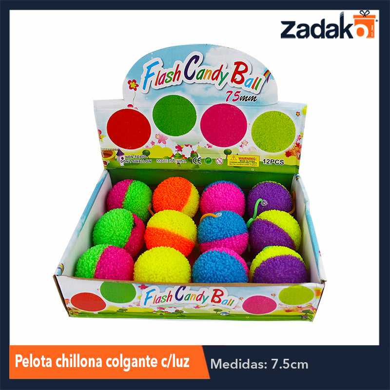 ZJ-1178 PELOTA CHILLONA COLGANTE C/LUZ, CON 12 PZS, O CAJA CON 24 PQTS