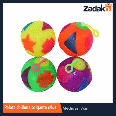 ZJ-1179 PELOTA CHILLONA COLGANTE C/LUZ, CON 12 PZS, O CAJA CON 24 PQTS