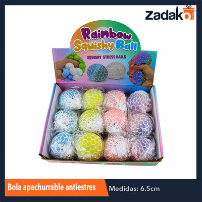 ZJ-1190 BOLA APACHURRABLE ANTIESTRES, CON 12 PZS, O CAJA CON 24 PQTS