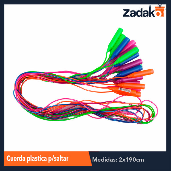 ZJ-0726 CUERDA PLASTICA PARA SALTAR CON 10 PIEZAS, O CAJA CON 100 PQTS