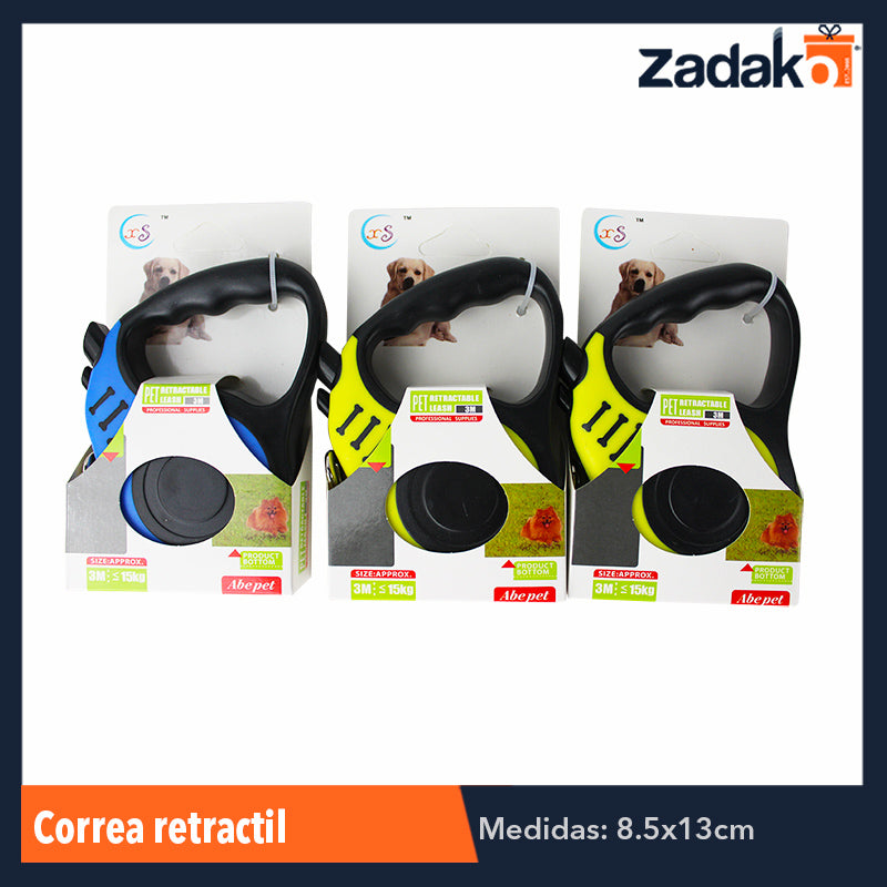 ZMA-0011 CORREA RETRACTIL 3 METROS, CON 1 PZ O CAJA CON 144 PZS