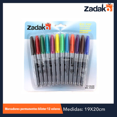 GPM-0240 / ZP-0133 BLISTER 12 COLORES MARCADOR PERMANENTE, CON 1 PZ O CAJA CON 100 PZS