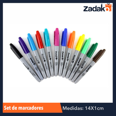 GPM-0240 / ZP-0133 BLISTER 12 COLORES MARCADOR PERMANENTE, CON 1 PZ O CAJA CON 100 PZS