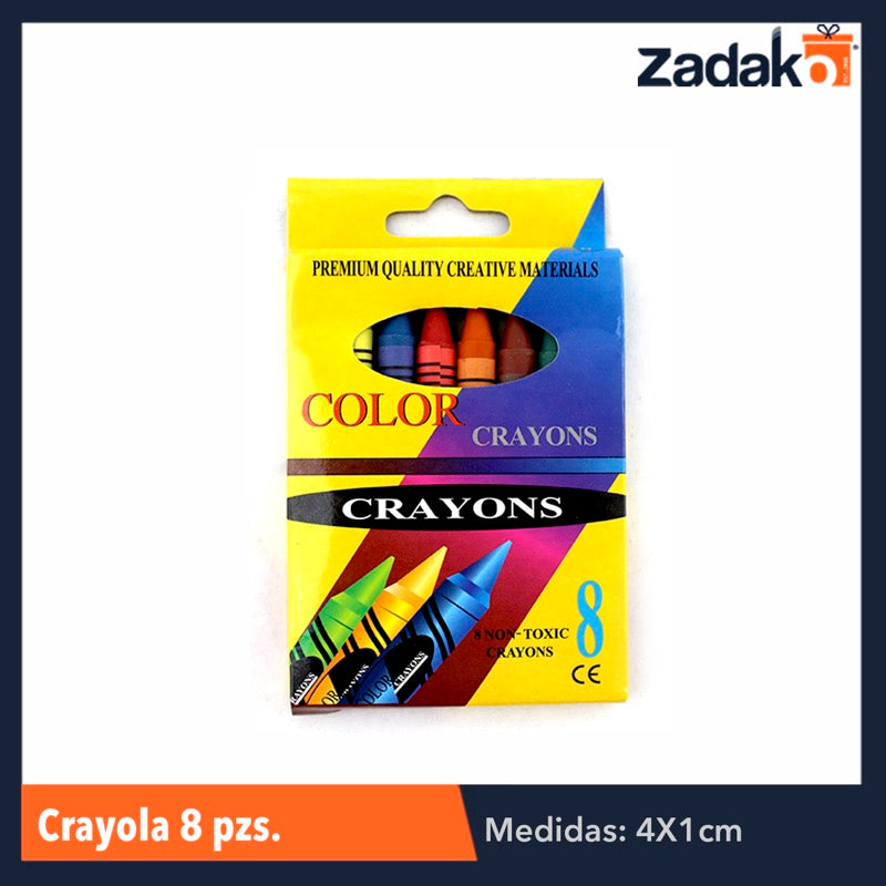 ZP-0136 CRAYOLA 8 COLORES, CON 1 PZ O CAJA CON 720 PZS