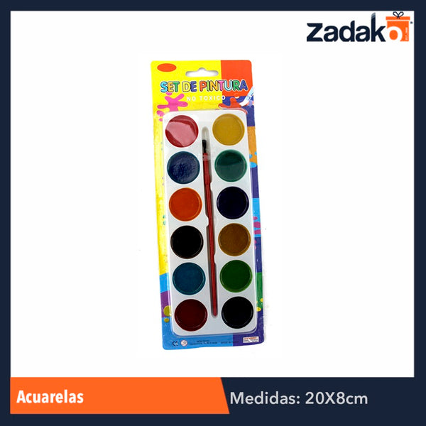 ZP-0311 ACUARELAS 12 COLORES, CON 1 PZ O CAJA CON 288 PZS