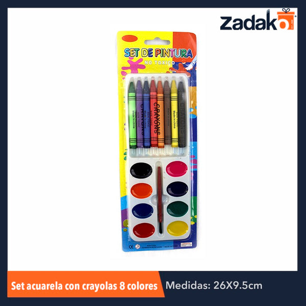 C-556-679 ZP-0312 SET ACUARELAS CON CRAYOLA 8 COLORES, CON 1 PZ O CAJA CON 288 PZS