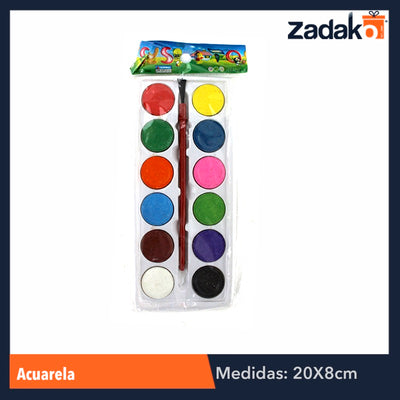 ZP-0314 ACUARELAS 12 COLORES, CON 1 PZ O CAJA CON 960 PZS