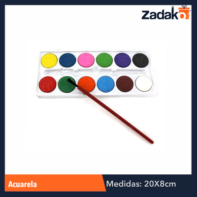 ZP-0314 ACUARELAS 12 COLORES, CON 1 PZ O CAJA CON 960 PZS