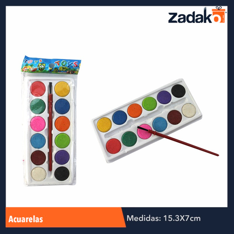 ZP-0314 ACUARELAS 12 COLORES, CON 1 PZ O CAJA CON 960 PZS