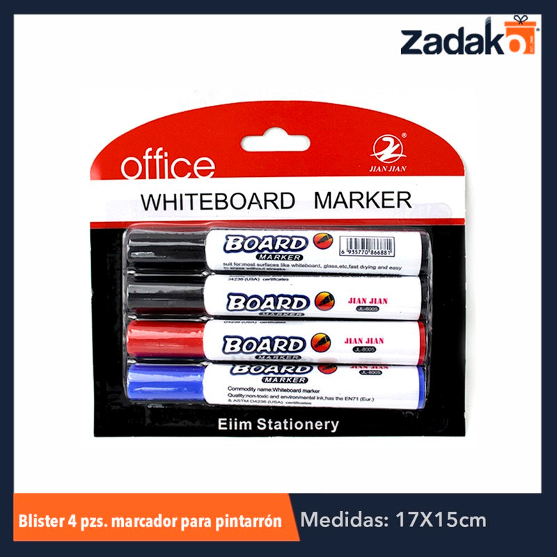 ZP-0380 SET 4 PZS MARCADOR PARA PINTARRON, CON 1 PZ O CAJA CON 300 PZS