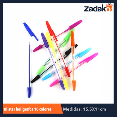 ZP-0396 BLISTER 10 COLORES PLUMA, CON 1 PZ O CAJA CON 400 PZS