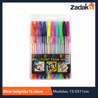 ZP-0396 BLISTER 10 COLORES PLUMA, CON 1 PZ O CAJA CON 400 PZS