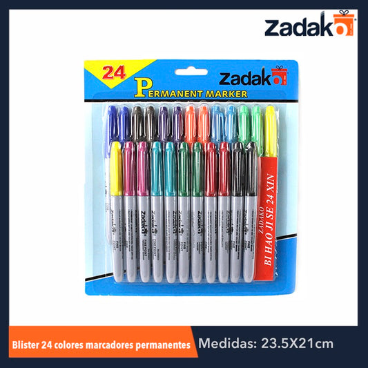 GPM-0242 ZP-0404 BLISTER 24 COLORES MARCADOR PERMANENTE, CON 1 PZ O CAJA CON 50 PZS