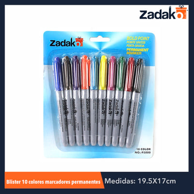 ZP-0408 BLISTER 10 COLORES MARCADOR PERMANENTE, CON 1 PZ O CAJA CON 120 PZS