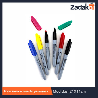 GPM-0238 / ZP-0409 BLISTER 6 COLORES MARCADOR PERMANENTE, CON 1 PZ O CAJA CON 200 PZS