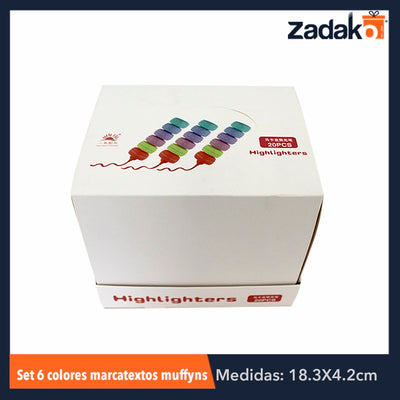 ZP-0447 SET 6 COLORES MARCATEXTOS MACARRON, CON 1 PZ O CAJA CON 320 PZS