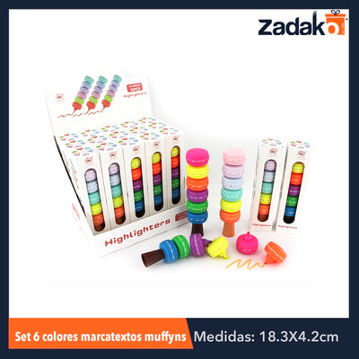 ZP-0447 SET 6 COLORES MARCATEXTOS MACARRON, CON 1 PZ O CAJA CON 320 PZS