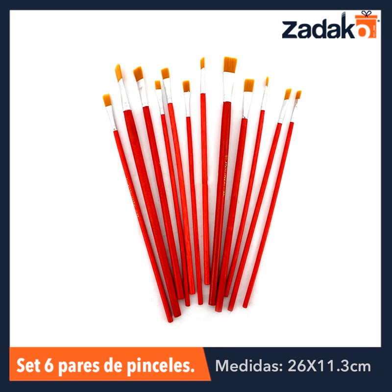 ZP-0476 SET 6 PARES DE PINCELES, CON 1 PZ O CAJA CON 300 PZS