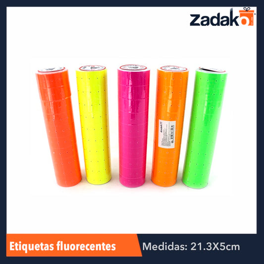 ZP-0483 ETIQUETAS FLUORECENTES PARA PRECIOS 10  ROLLOS CON 5000 PZS, O CAJA CON 100 PQTS