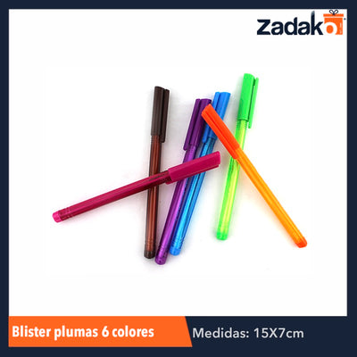 GPM-0213 ZP-0575 BLISTER PLUMAS 6 COLORES, CON 1 PZ O CAJA CON 480 PZS