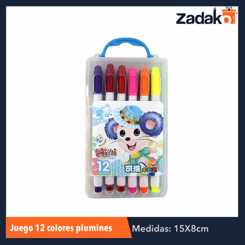 GPM-0211 ZP-0611 JUEGO DE 12 COLORES PLUMINES, CON 1 PZ O CAJA CON 160 PZS