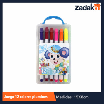 GPM-2647/0211 ZP-0611 JUEGO DE 12 COLORES PLUMINES, CON 1 PZ O CAJA CON 160 PZS