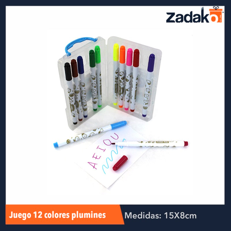 GPM-0211 ZP-0611 JUEGO DE 12 COLORES PLUMINES, CON 1 PZ O CAJA CON 160 PZS